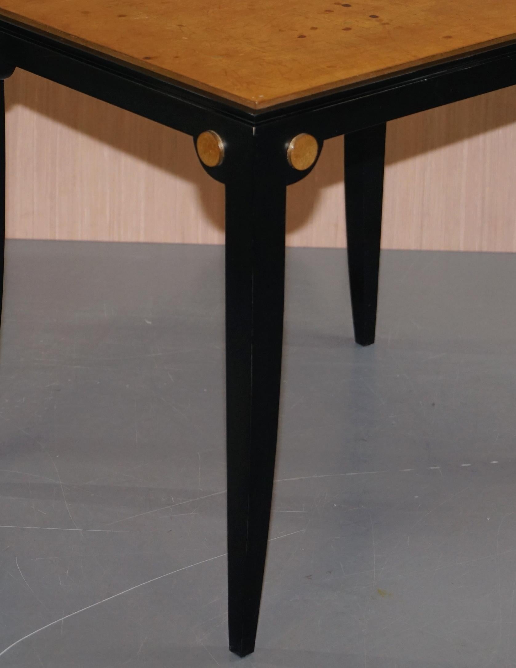 Pair of Birds Eye Maple Gold Leaf Painted Tops Side End Wine Tables For Sale 3