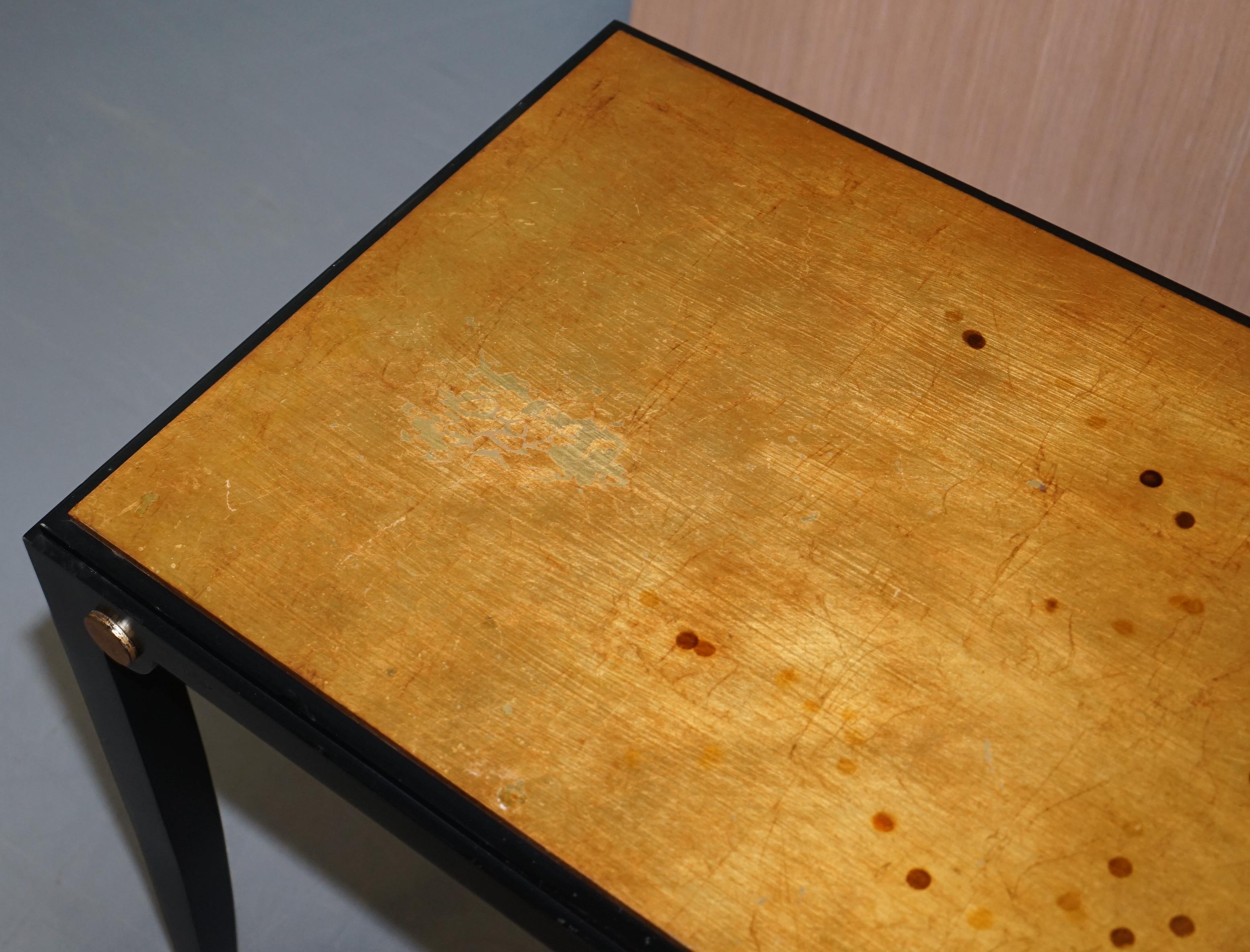 Pair of Birds Eye Maple Gold Leaf Painted Tops Side End Wine Tables For Sale 7