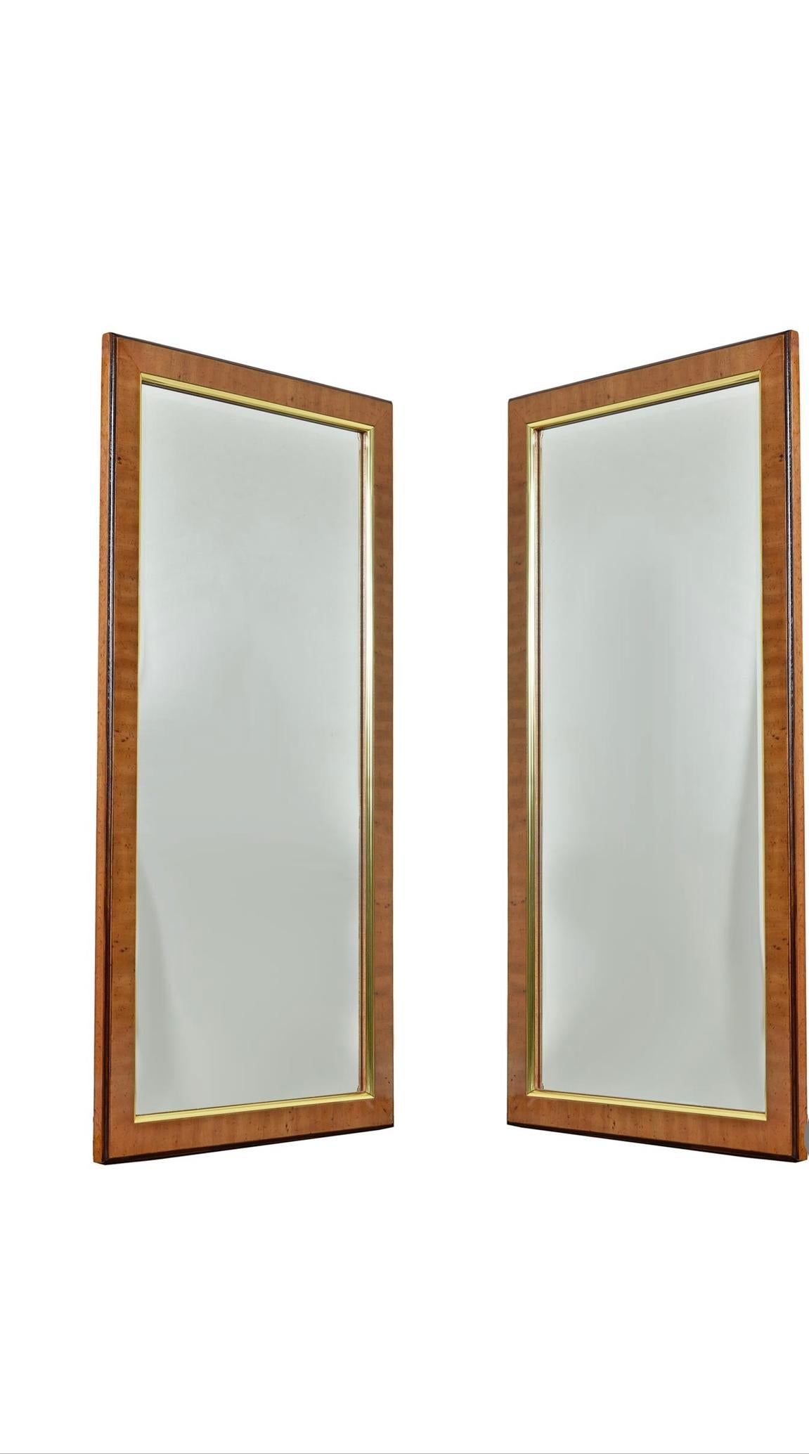 Pair of Bird's eye maple mirrors by Drexel Heritage. These are stamped the 