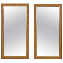 Pair of Birds Eye Maple Mirrors by Drexel Heritage