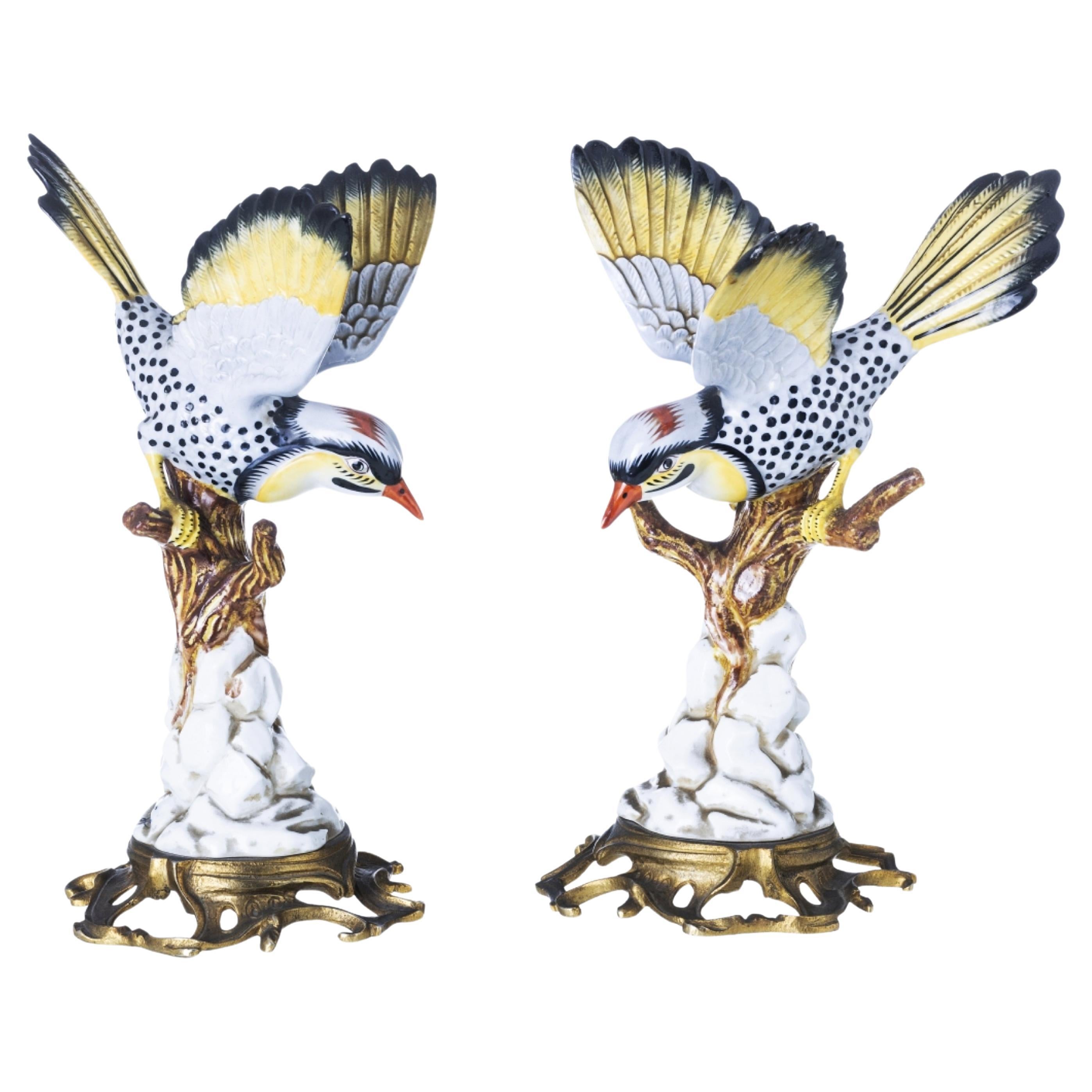 "PAIR OF BIRDS ON TORSO" FRENCH SCULPTURES SEVRES 19th Century For Sale