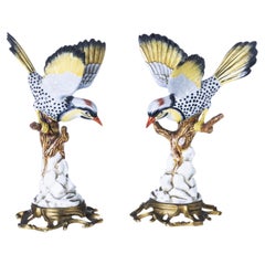 Antique "PAIR OF BIRDS ON TORSO" FRENCH SCULPTURES SEVRES 19th Century