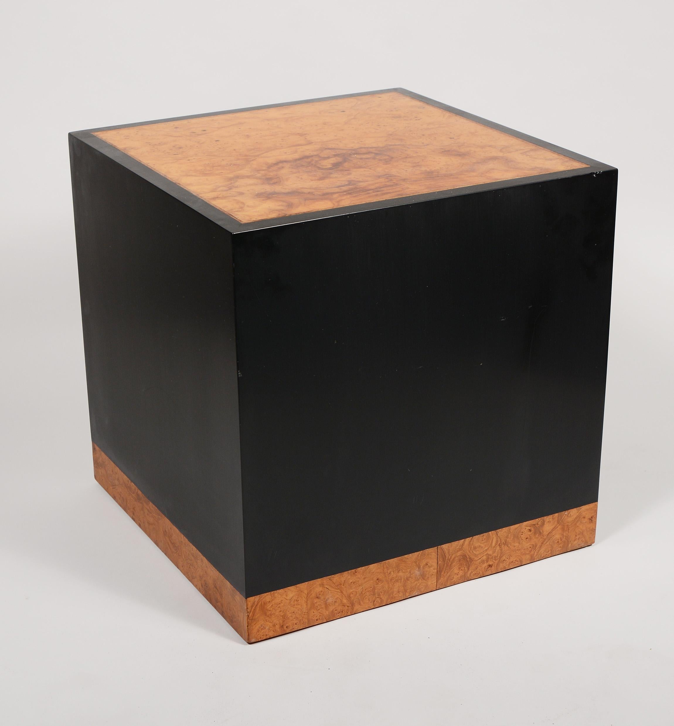 American Pair of Birdseye Maple Burl and Resin Cube Side Tables by Edward Wormley For Sale