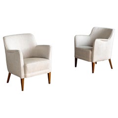 Pair of Birte Iversen Attributed Classic Danish 1950s Lounge Chairs