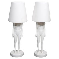 Pair of Biscuit Hiding Lady Table Lamps by Minke Van Voorthuizen for Pols Potten