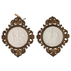 Pair of Biscuit Plates with Antique Frames