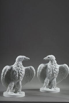 Pair of biscuit sculptures of Napoleon III eagles