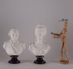 Coppia di busti di Sèvres in biscuit, Marie Antoinette e Luigi XVI, XIX secolo