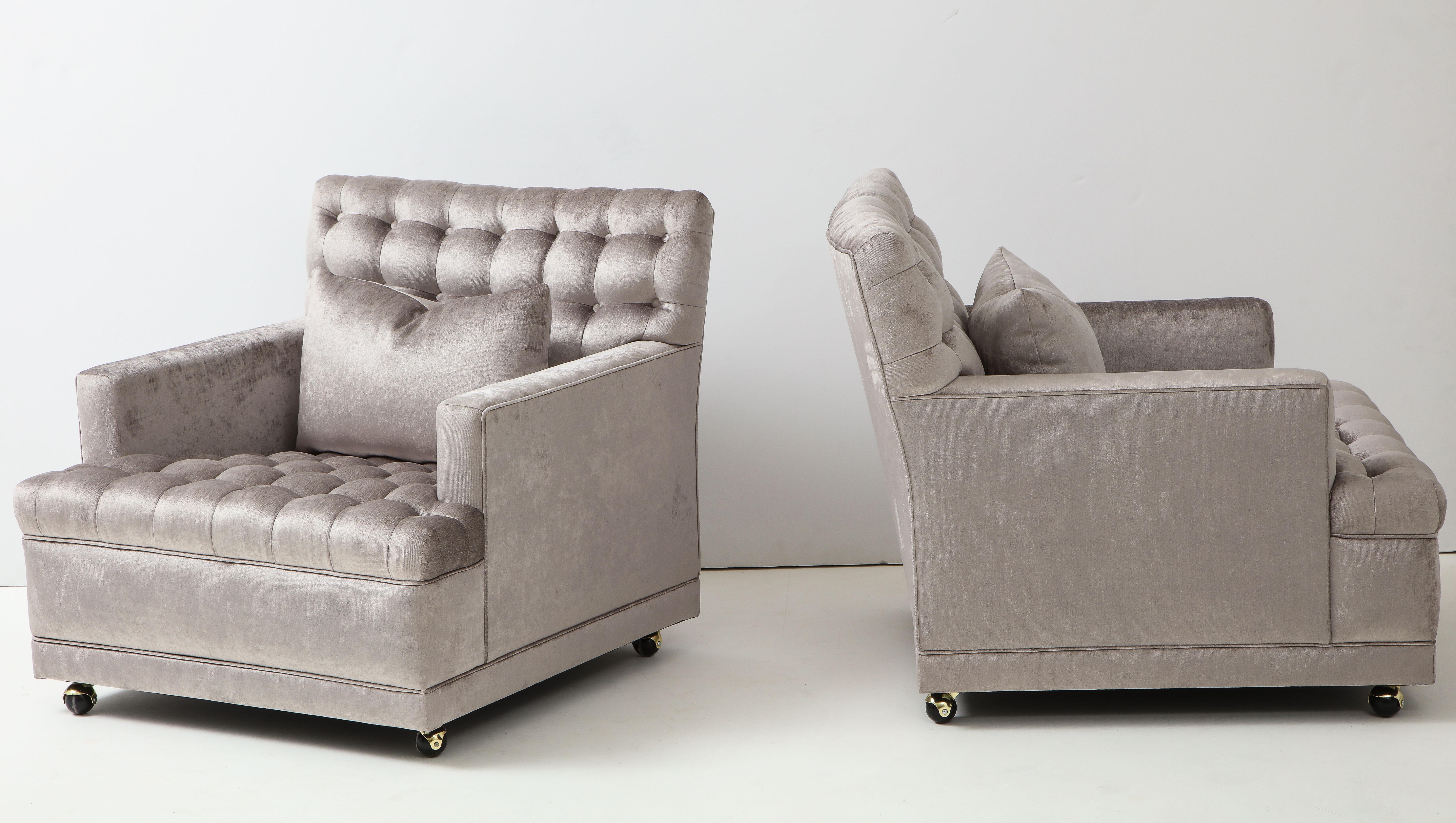 Pair of Biscuit Tufted Club Chairs. 3