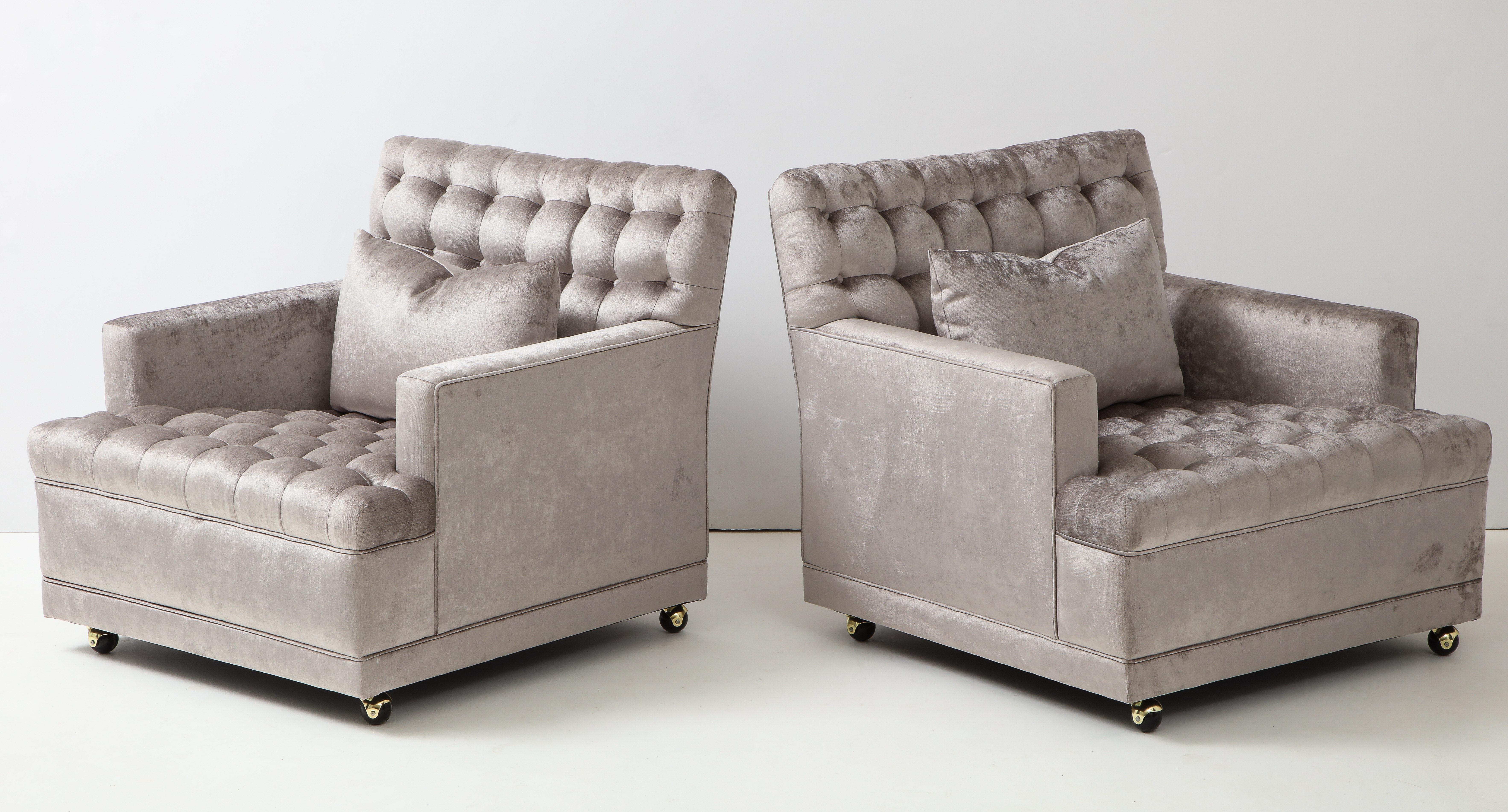Pair of Biscuit Tufted Club Chairs. 4
