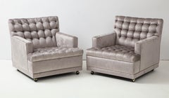Pair of Biscuit Tufted Club Chairs.