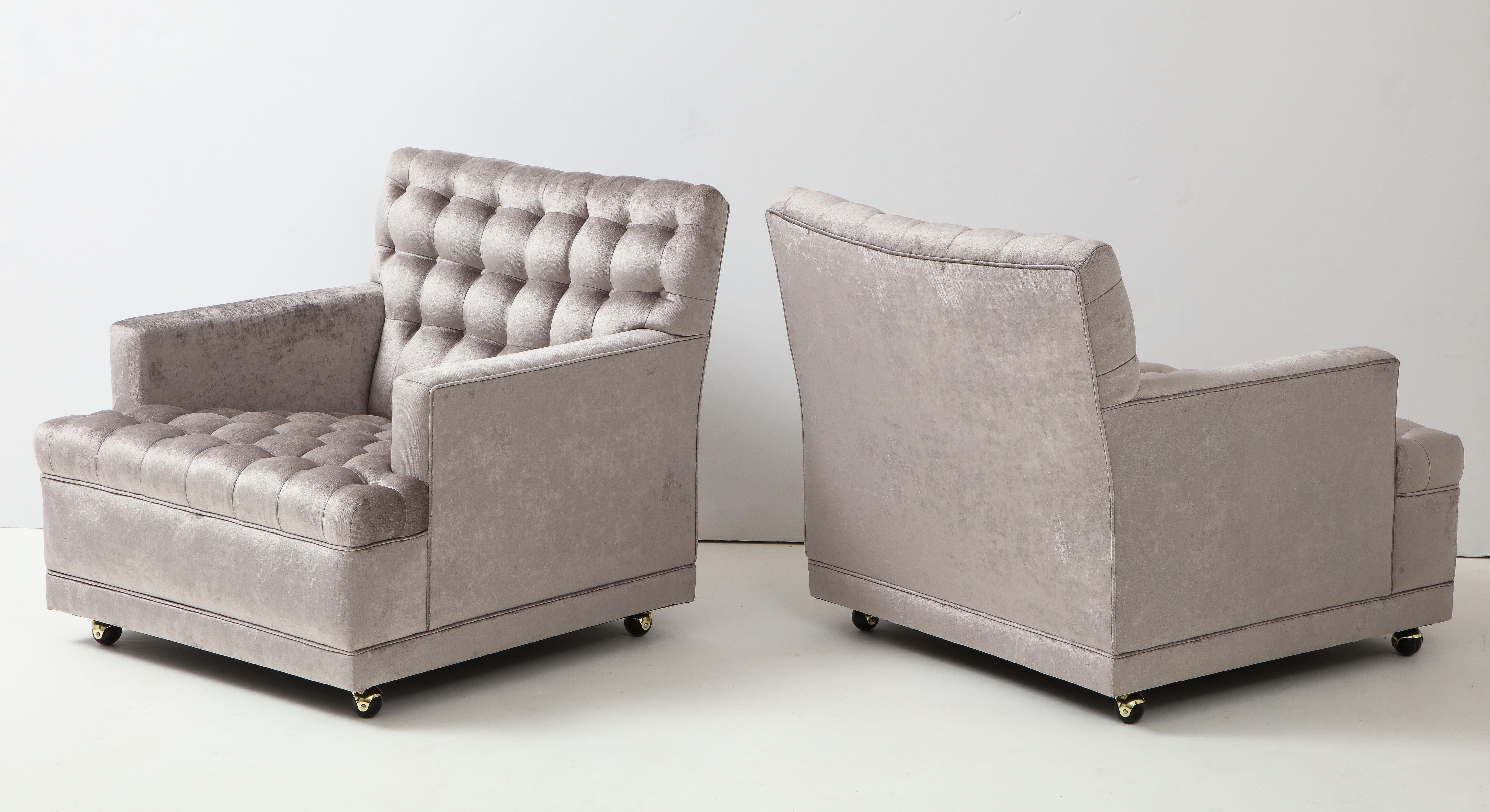 Pair of Biscuit Tufted Club Chairs. 1