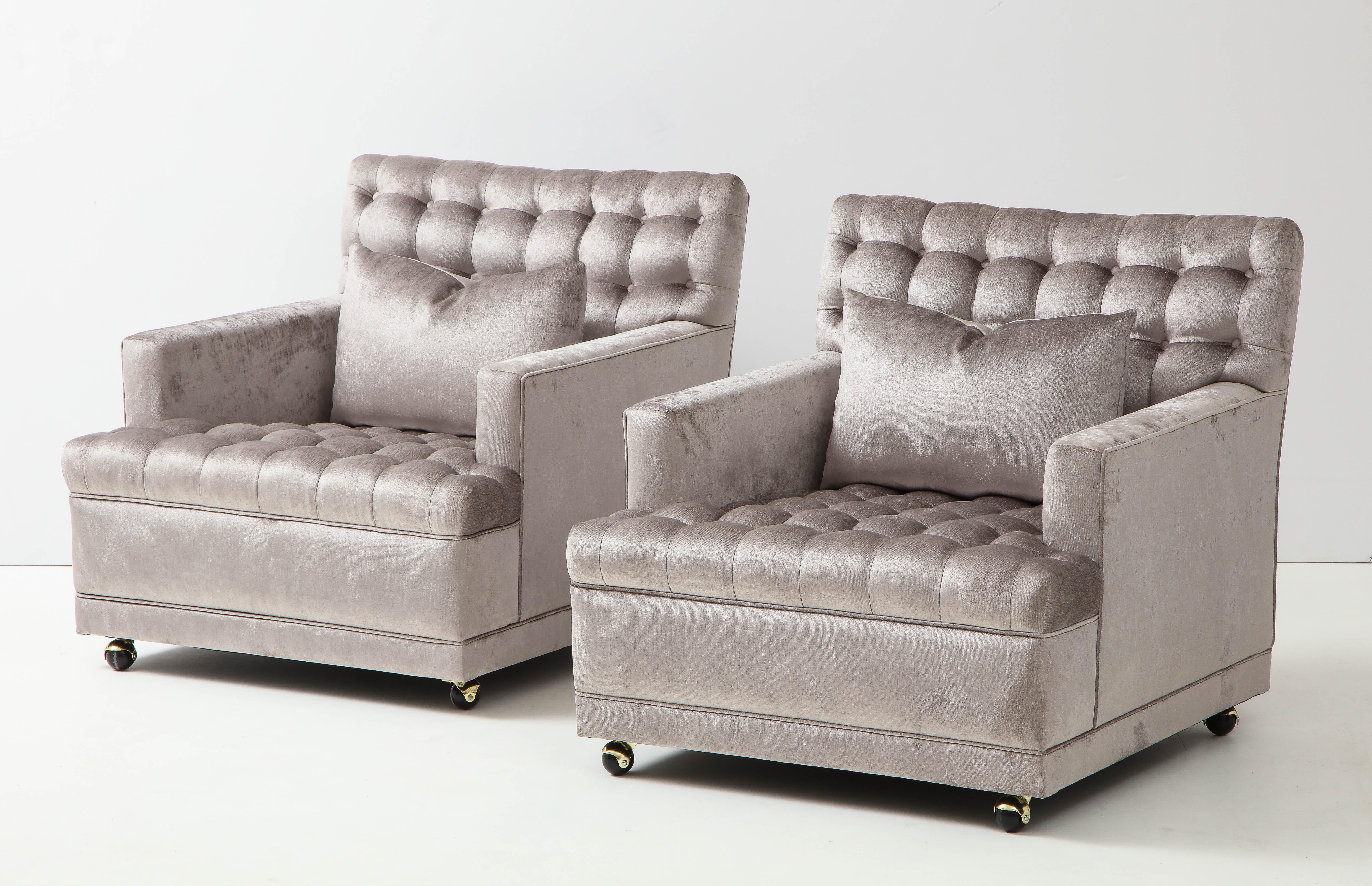 Pair of Biscuit Tufted Club Chairs. 2