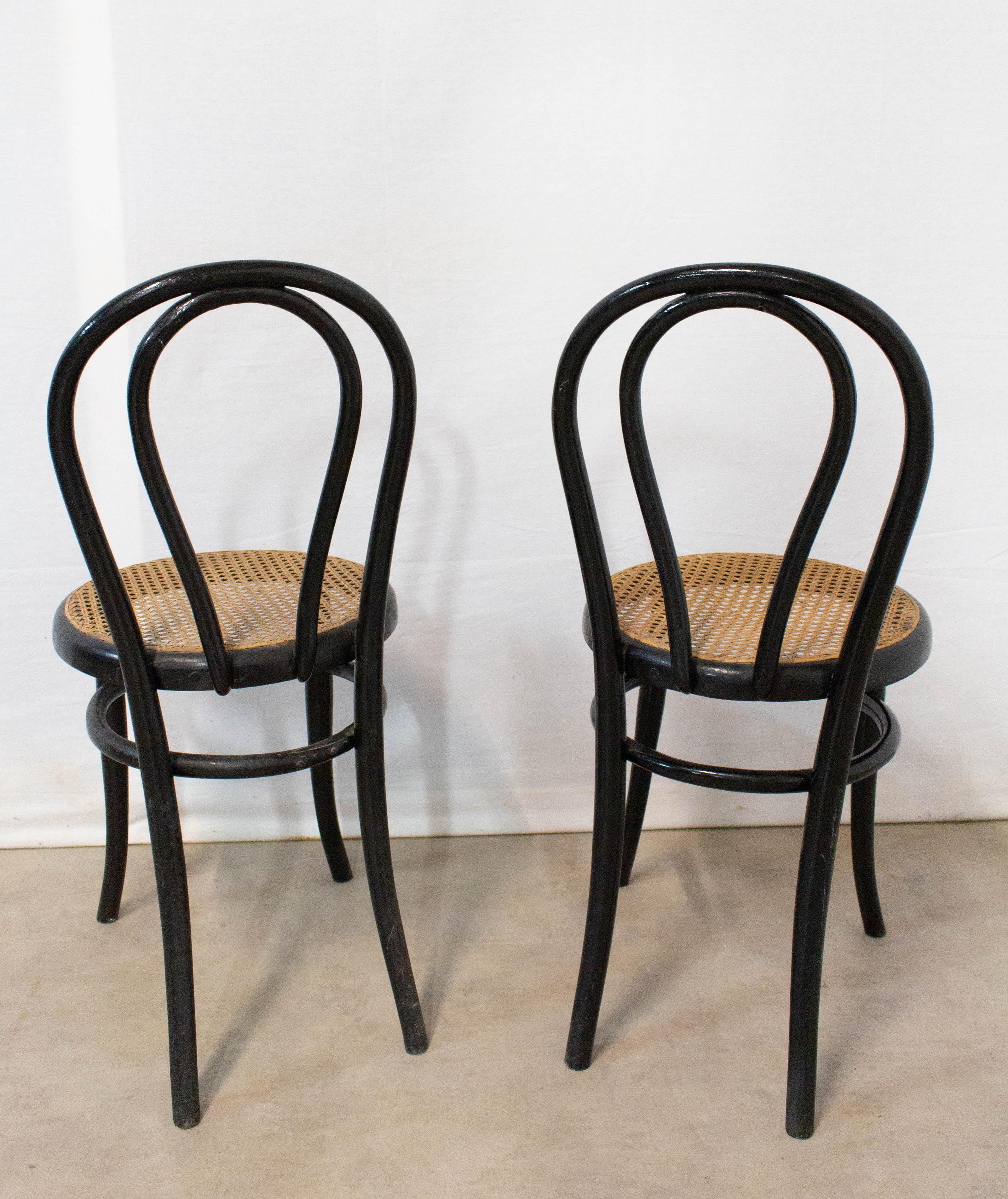 Beech Bistro Caned Dining Chairs Fischel Thonet Style, France, Late 19th Century, Pair