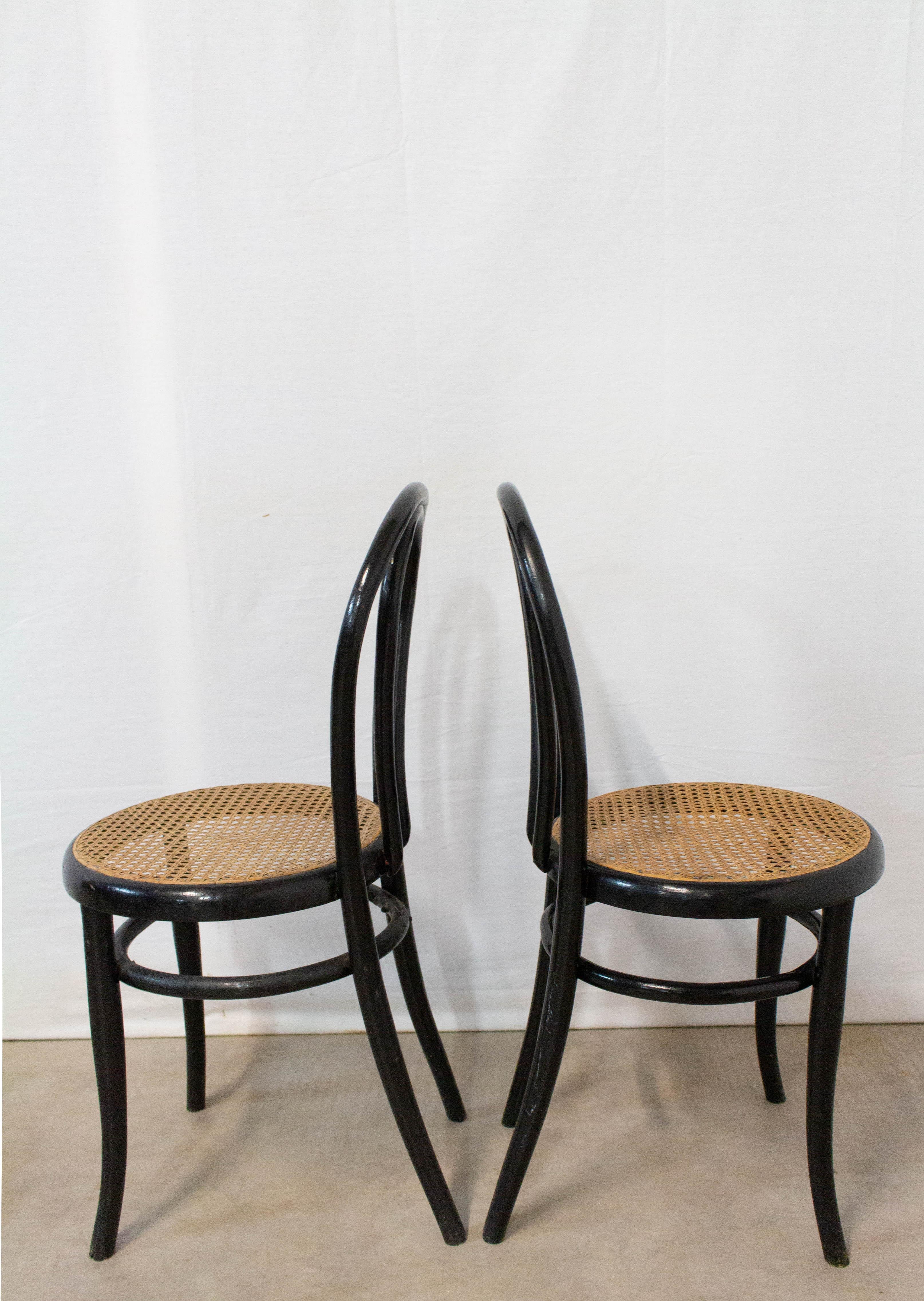 Bistro Caned Dining Chairs Fischel Thonet Style, France, Late 19th Century, Pair 1