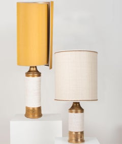Pair of Bitossi "Birch"Lamps, with Custom Made Silk Shades by Rene Houben