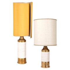 Pair of Bitossi "Birch"Lamps, with Custom Made Silk Shades by Rene Houben