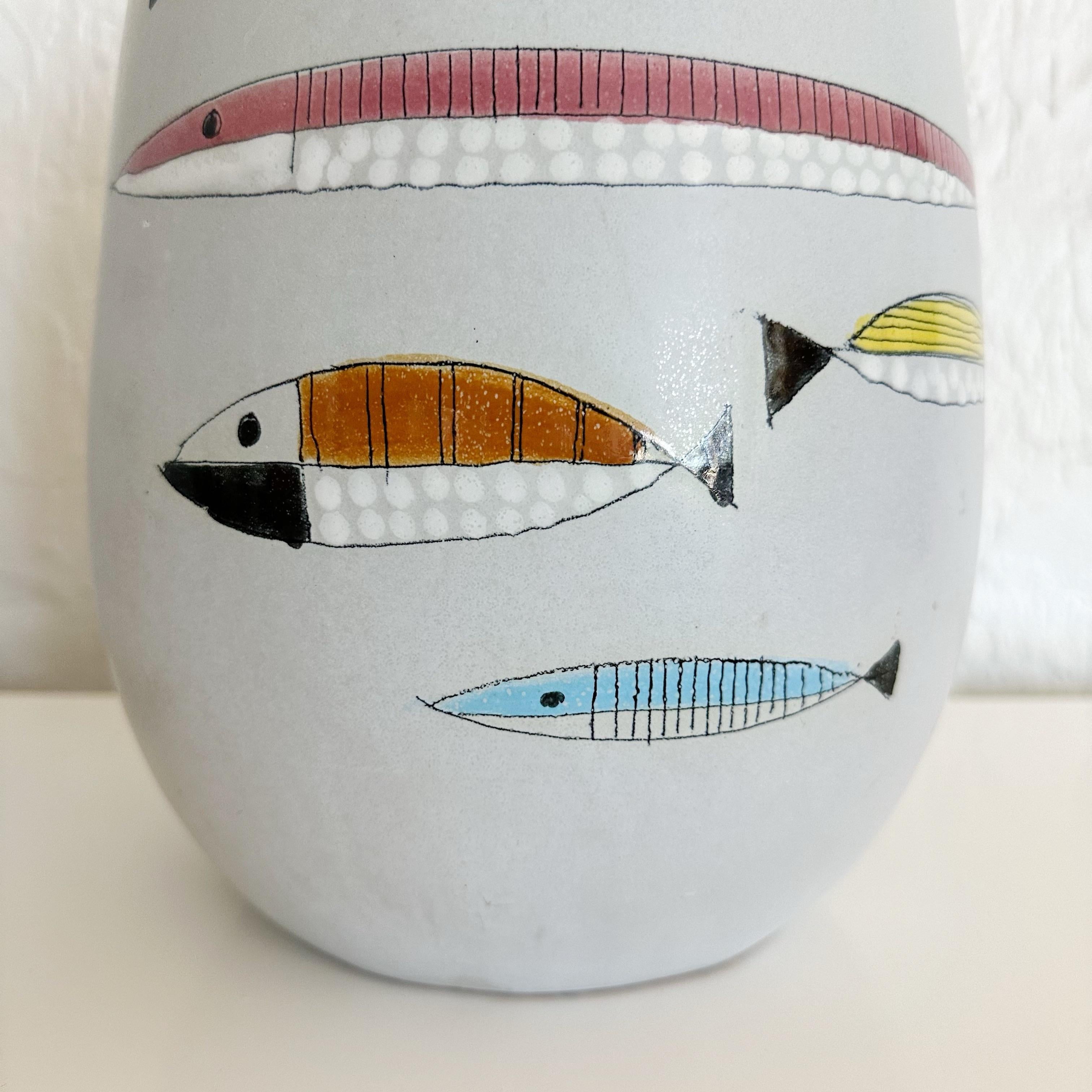 Italian Pair of Bitossi Ceramic Fish Lamps for Raymor, Italy, 1950s