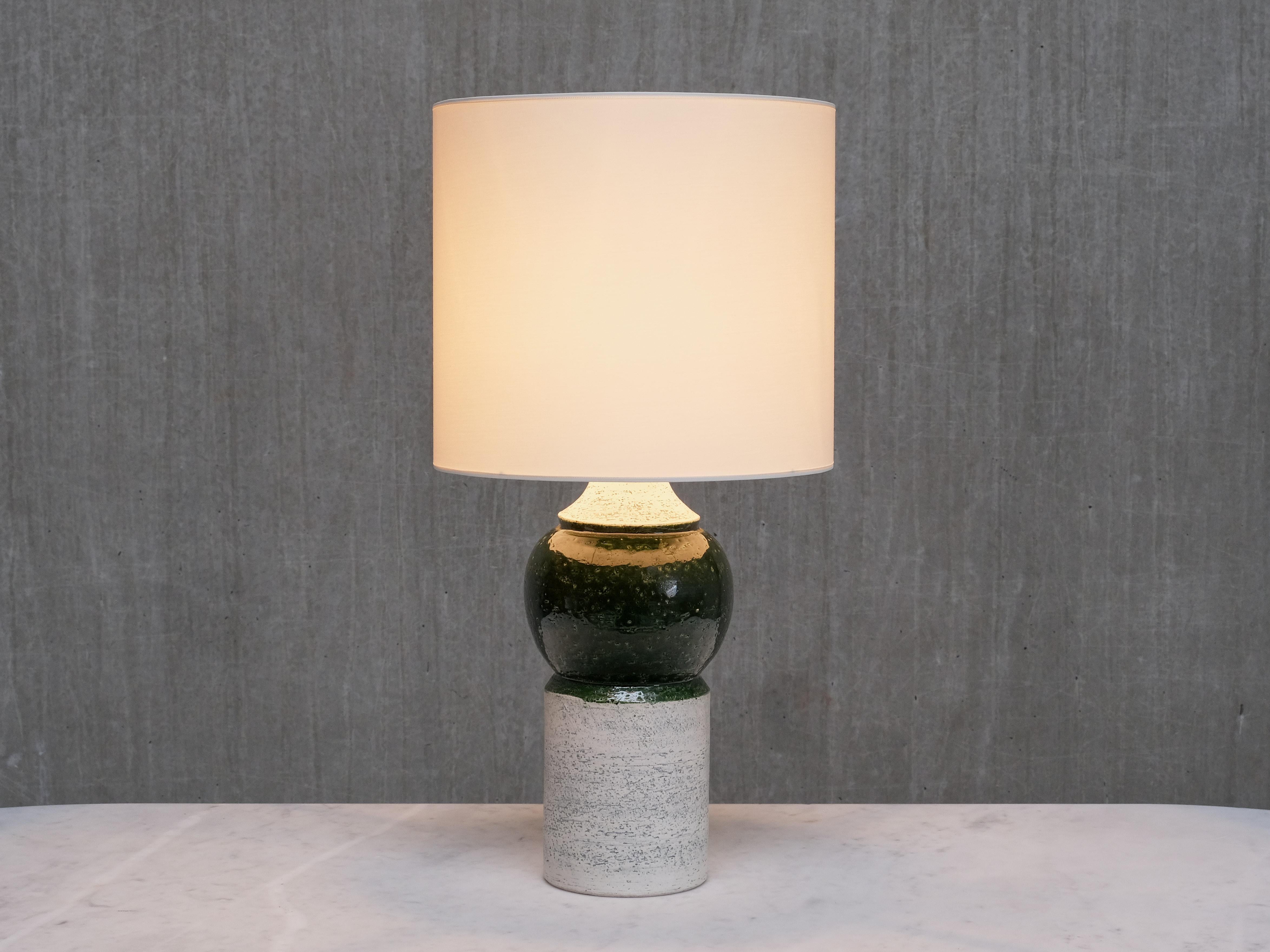 Paire de lampes de table en céramique Bitossi avec sphères émaillées vertes, Bergboms, 1960 en vente 1