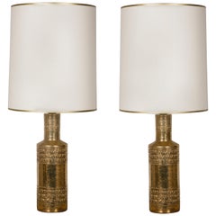 Pair of Bitossi Gilded Ceramic Lamps