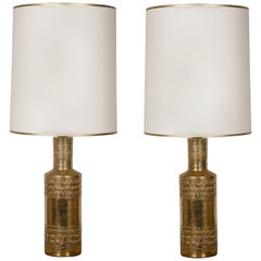 Pair of Bitossi Gilded Ceramic Lamps Pair of Bitossi Gilded Ceramic Lamps