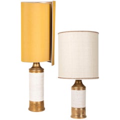 Pair of Bitossi Lamps for Berboms, with Custom Made Shades by Rene Houben