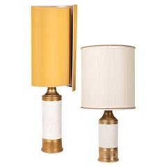 Pair of Bitossi Lamps for Berboms, with Custom Made Shades by Rene Houben