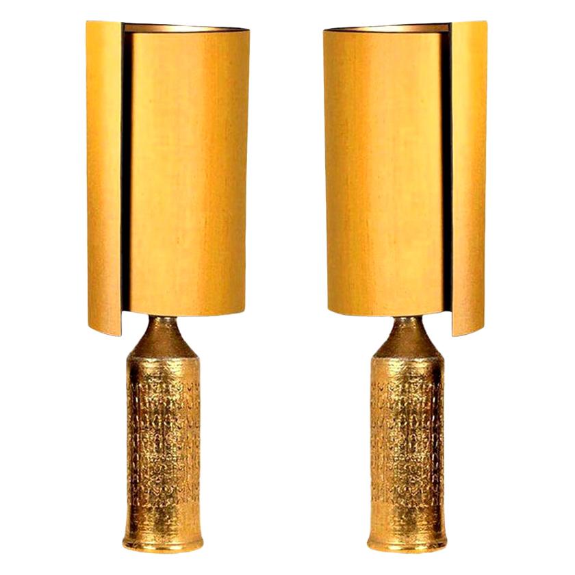 Pair of Bitossi Lamps for Bergboms, with Custom Made Shades by René Houben For Sale