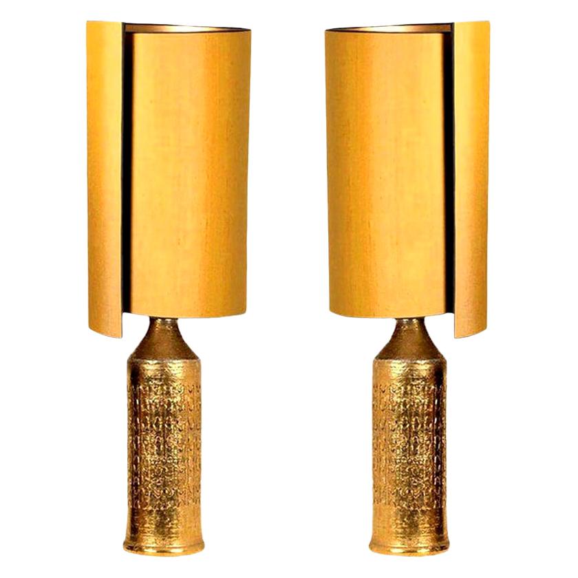 Pair of Bitossi Lamps for Bergboms, with Custom Made Shades by René Houben