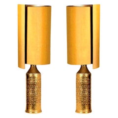 Pair of Bitossi Lamps for Bergboms, with Custom Made Shades by René Houben