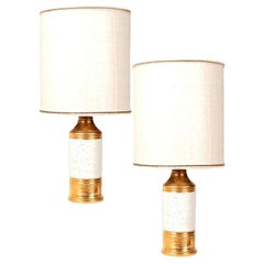 Pair of Bitossi Lamps, with Custom Made Shades by Rene Houben Pair of Bitossi Lamps, with Custom Made Shades by Rene Houben