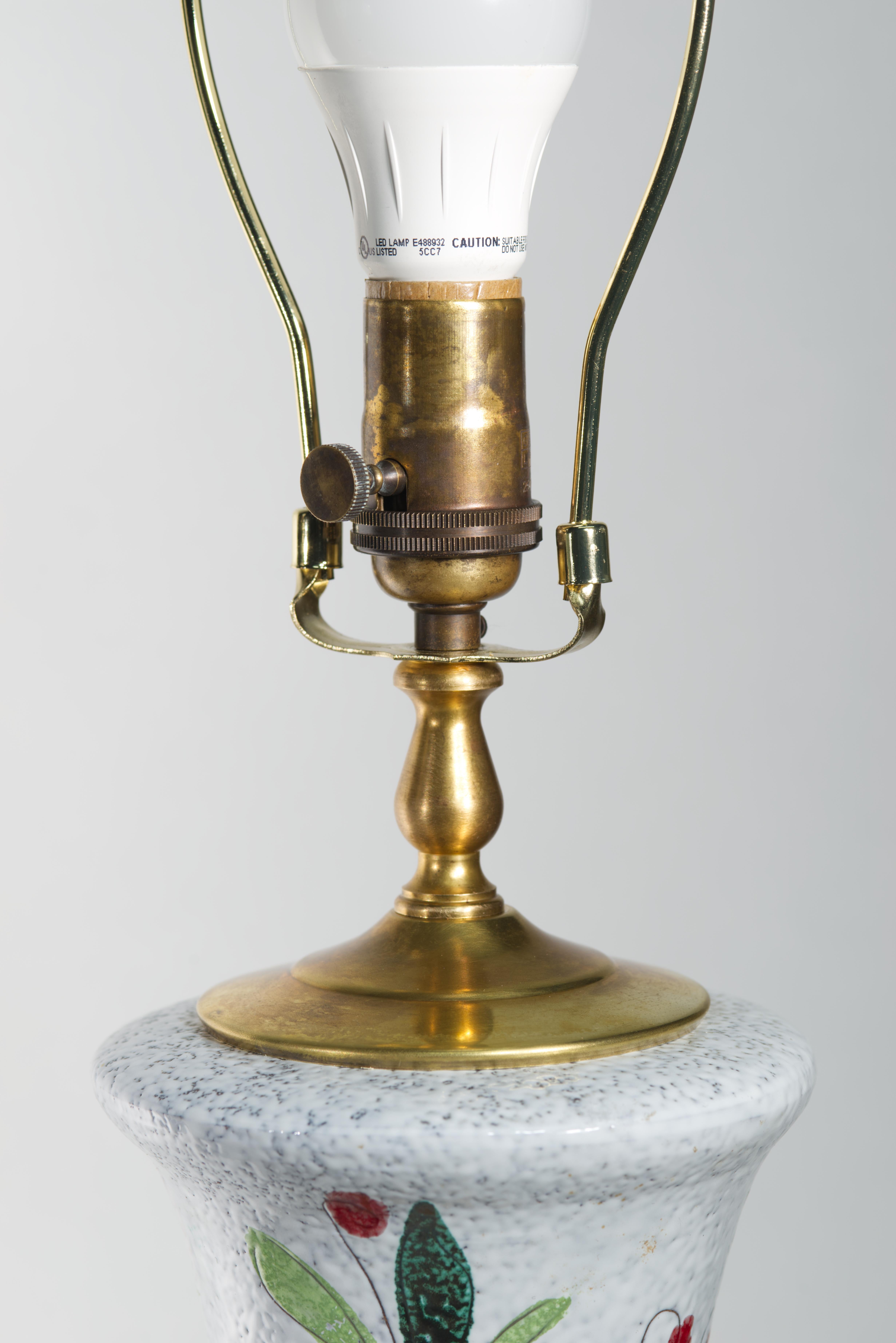 Paar Bitossi Majolika große Urnen-Tischlampen, Blumendekor im Angebot 6