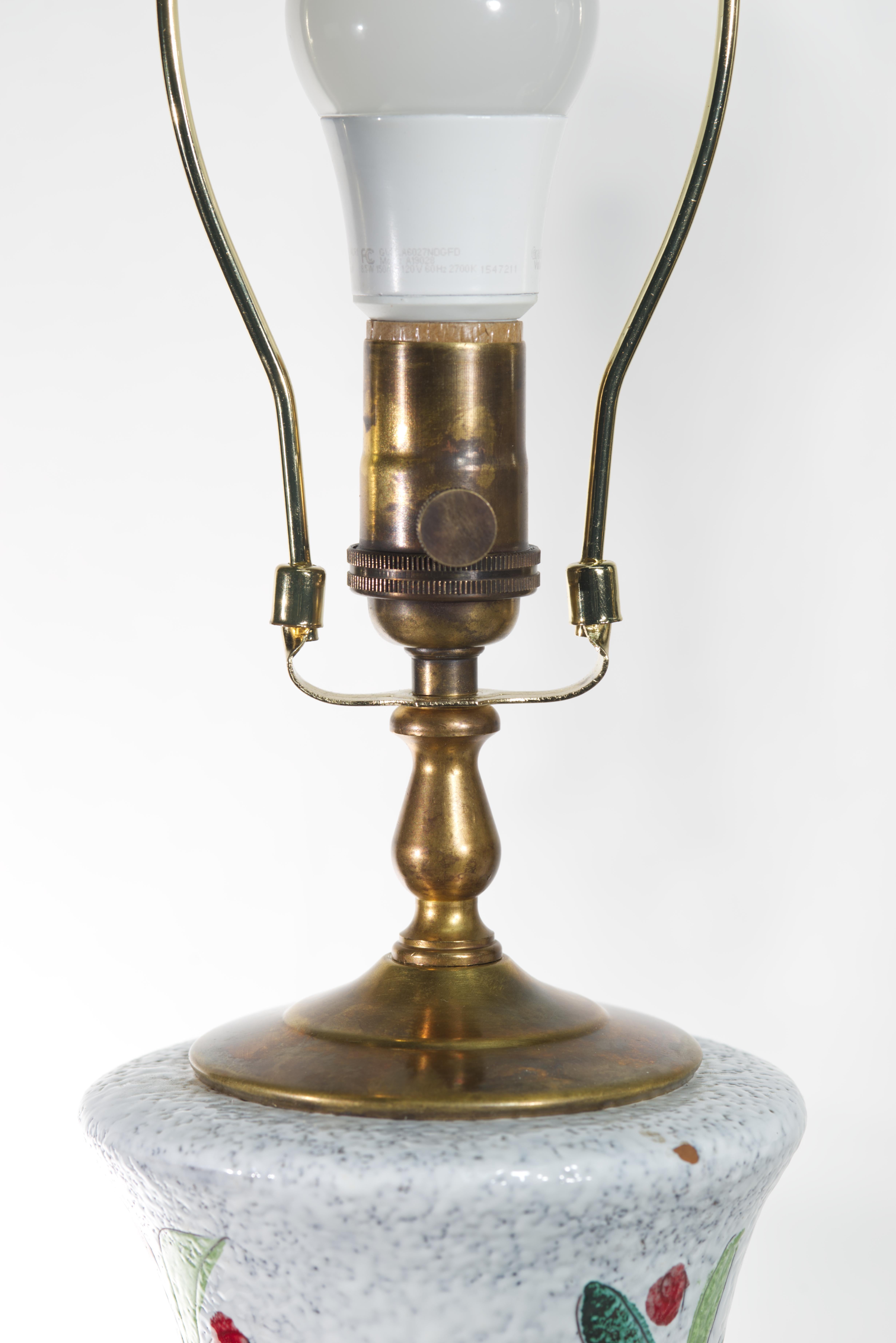 Paar Bitossi Majolika große Urnen-Tischlampen, Blumendekor im Angebot 7