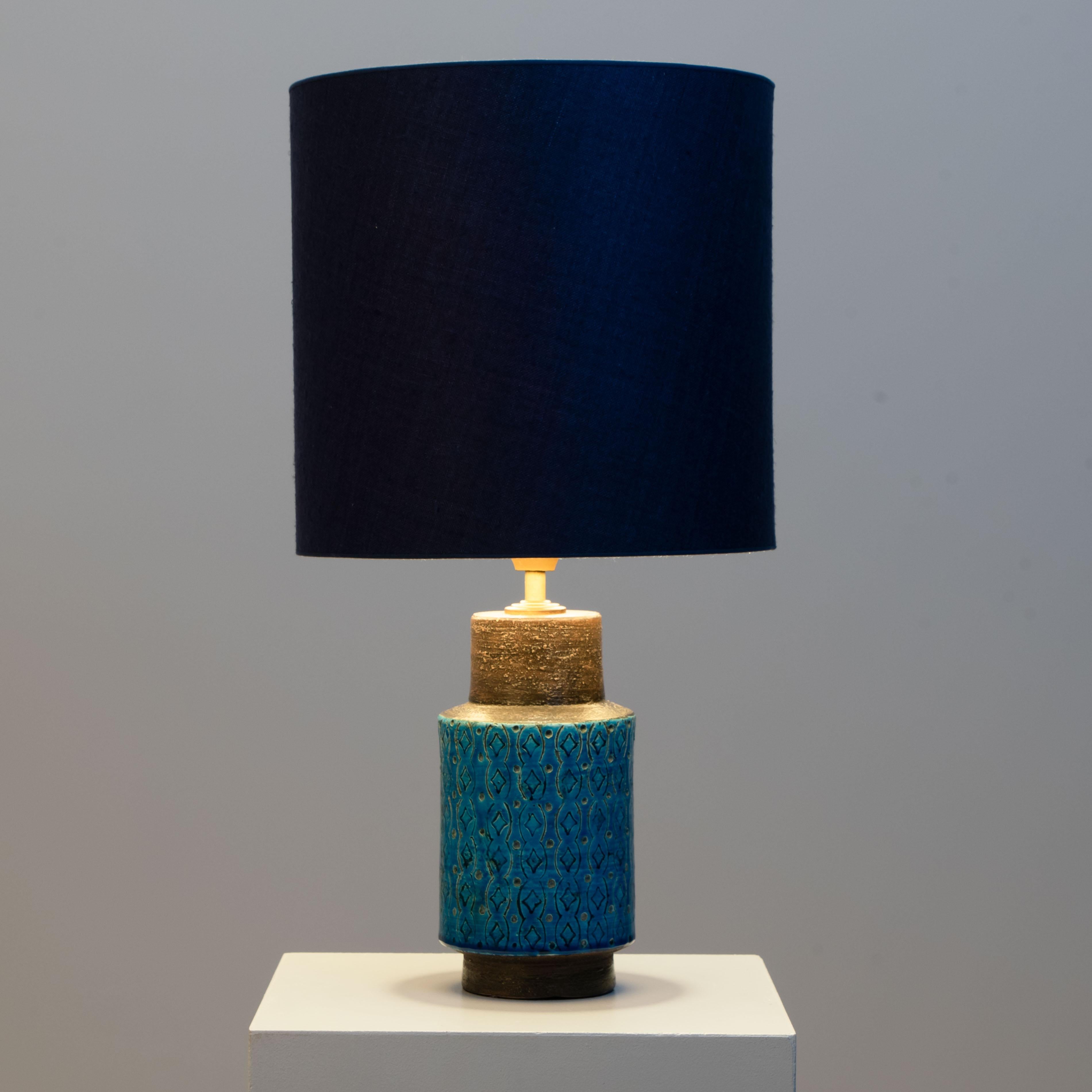 Pair of Bitossi Table Lamps with New Silk Custom Made Lampshades by René Houben For Sale 3