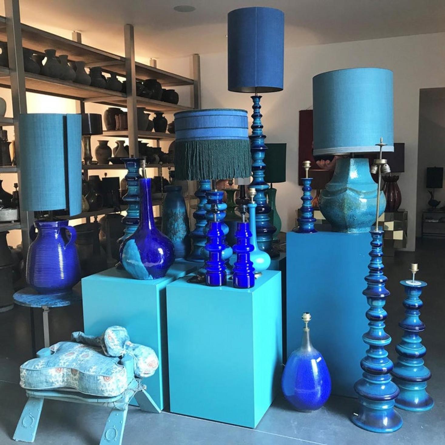 Pair of Bitossi Table Lamps with New Silk Custom Made Lampshades by René Houben For Sale 11