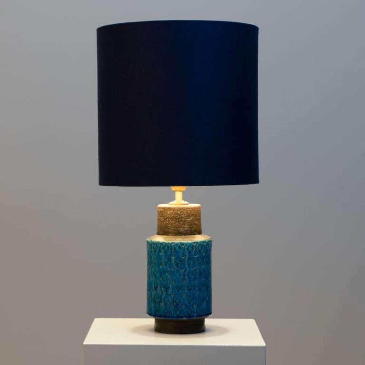 Pair of Bitossi Table Lamps with New Silk Custom Made Lampshades by René Houben For Sale 1