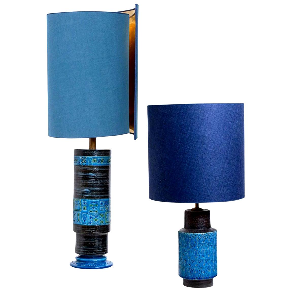 Pair of Bitossi Table Lamps with New Silk Custom Made Lampshades by René Houben For Sale