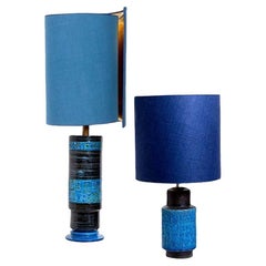 Pair of Bitossi Table Lamps with New Silk Custom Made Lampshades by René Houben