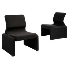 Pair of black 1970s design lounge chairs