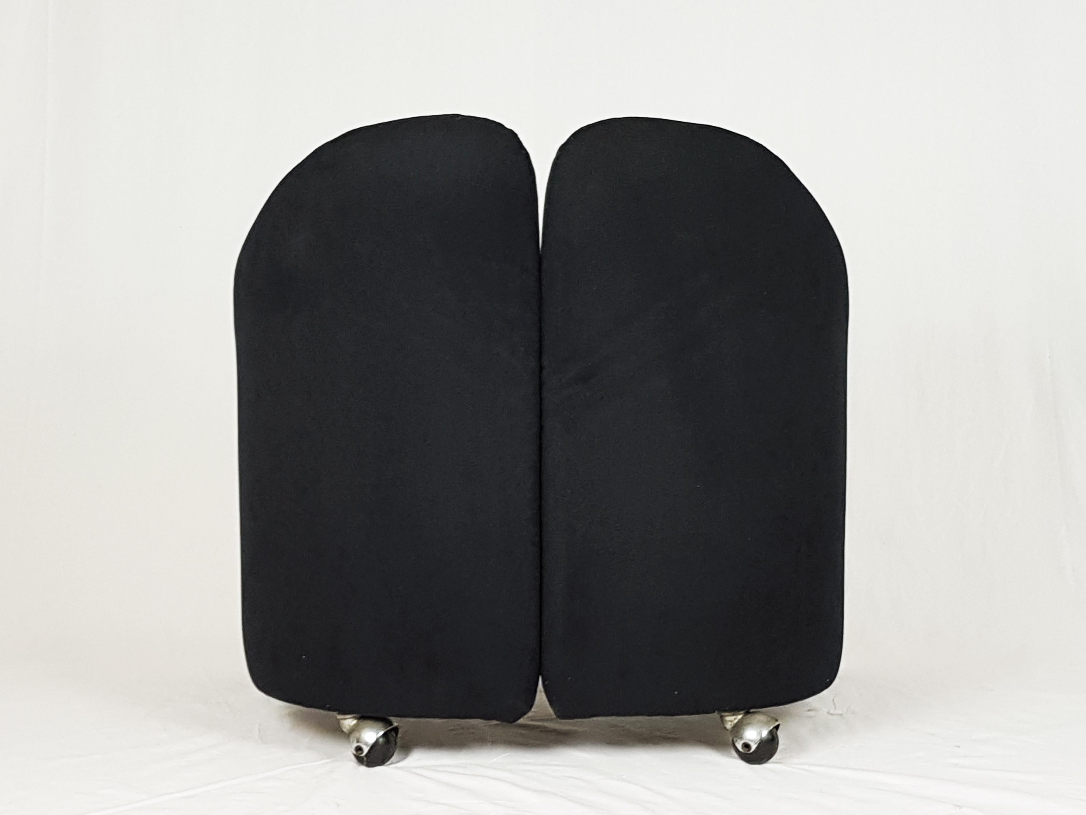 Italian Pair of Black Alcantara PS142 Armchairs by Eugenio Gerli For Tecno, 1970