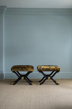 Pair of Black and Brass Stools