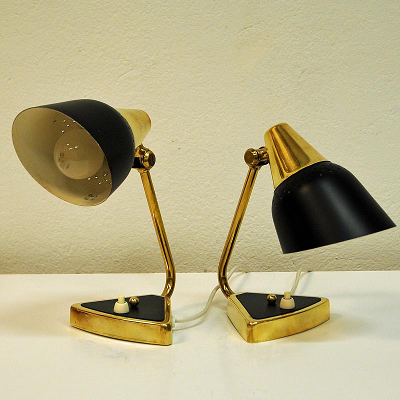 Pair of Black and Classic Metal Table/Wall Lamps Elidus 1950s Norway In Good Condition In Stockholm, SE