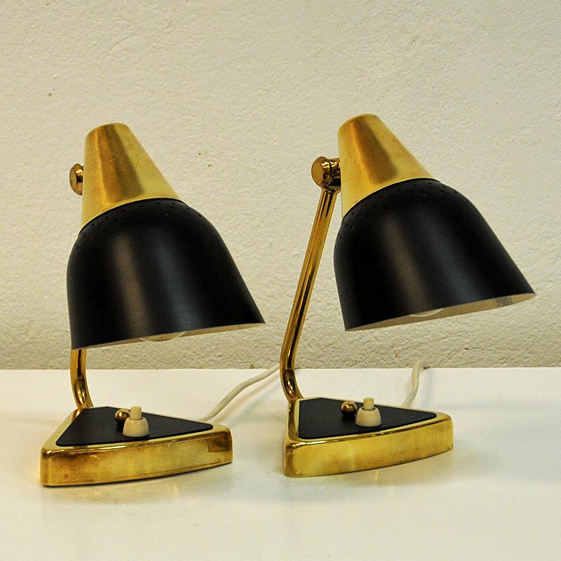 Pair of Black and Classic Metal Table/Wall Lamps Elidus 1950s Norway 1