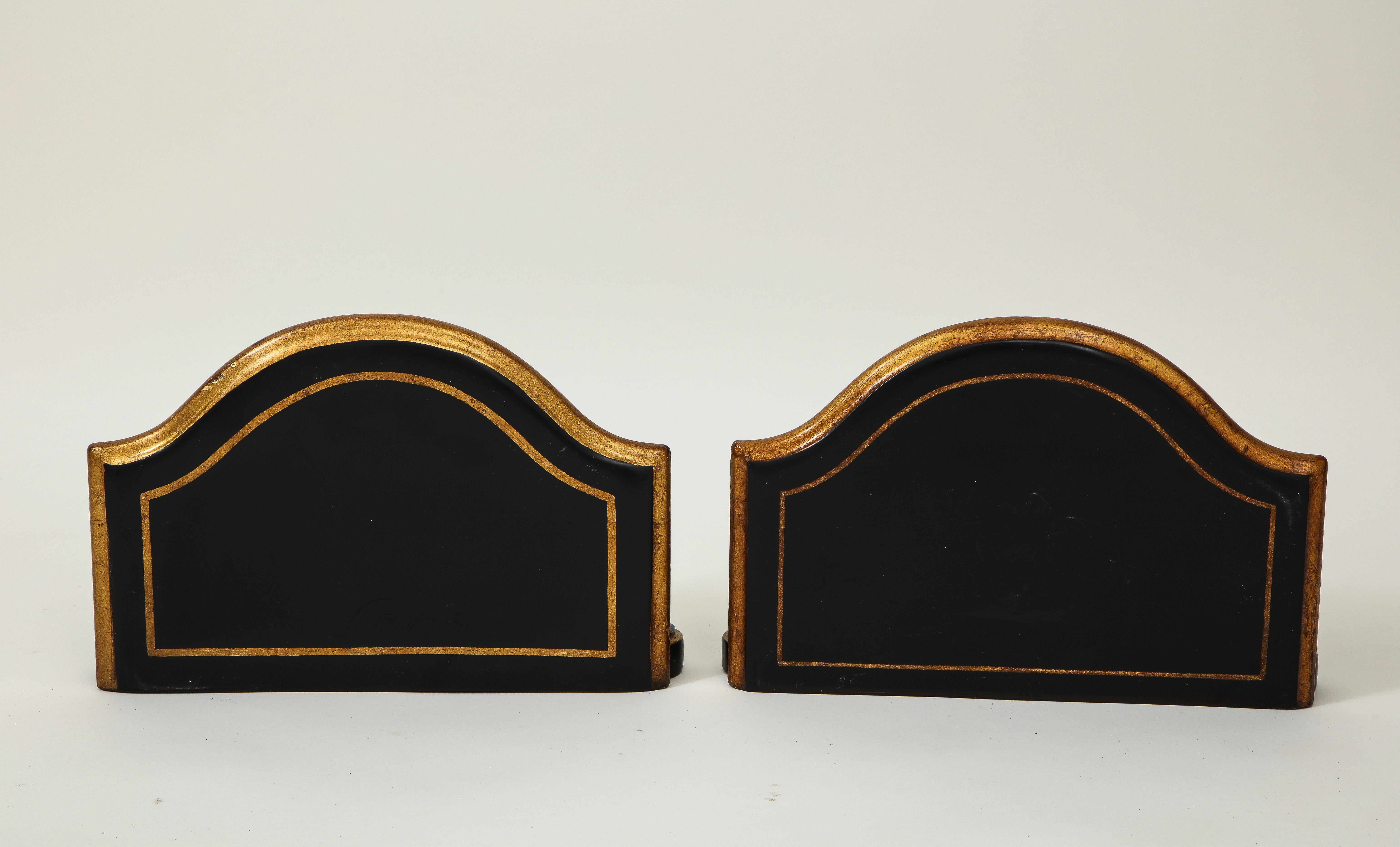 20th Century Pair of Black and Gilt Wall Brackets