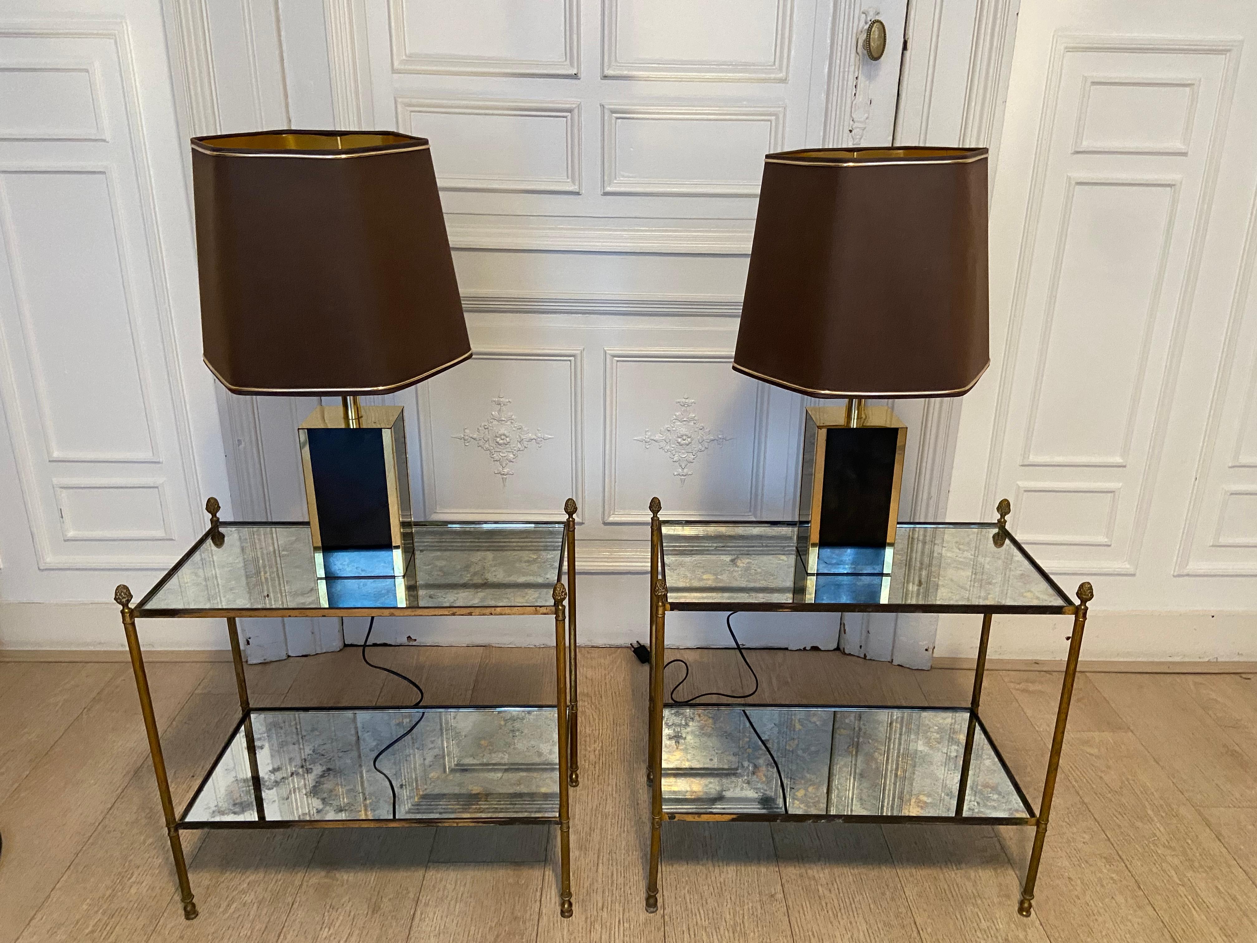 Pair of Black and Gold Colored Lamps, 1980s 9