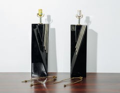 Pair of Black and Gold Table Lamps