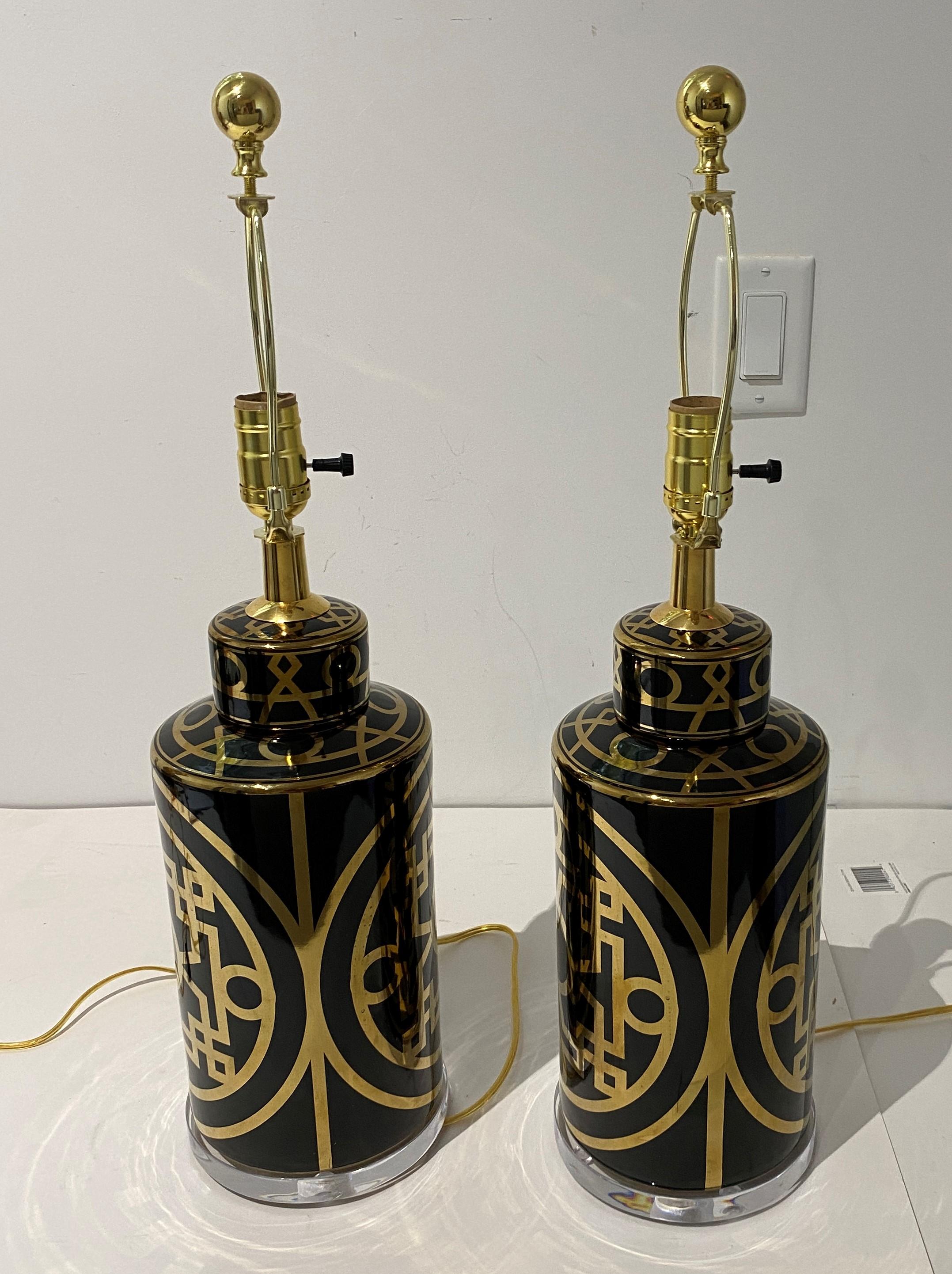 Cast Pair of Hollywood Regency Table Lamps Style of James Mont For Sale