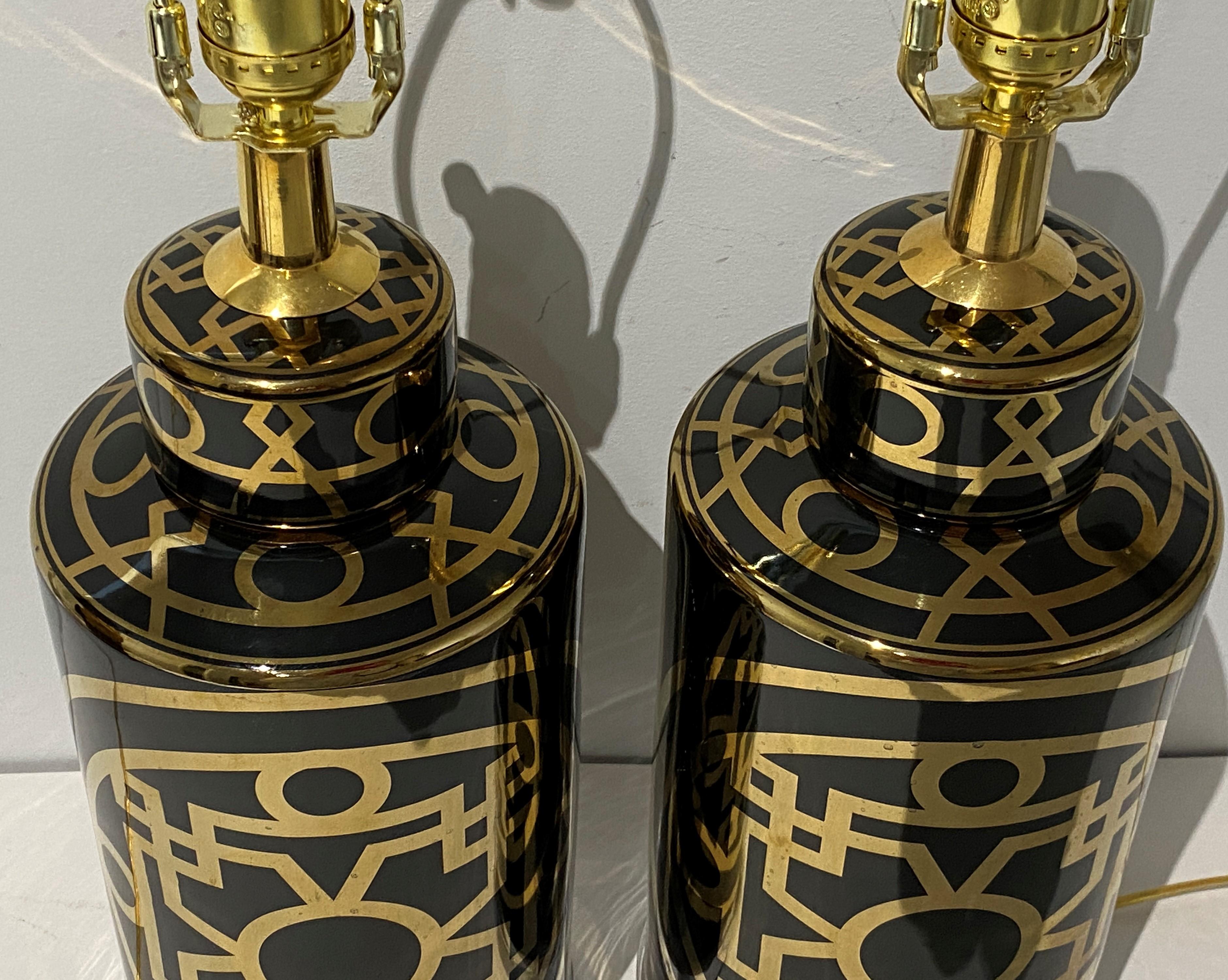 Pair of Hollywood Regency Table Lamps Style of James Mont For Sale 1