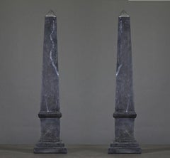 Pair of Black and Grey Marble Obelisks in the Napoleon III Style, 20th Century.