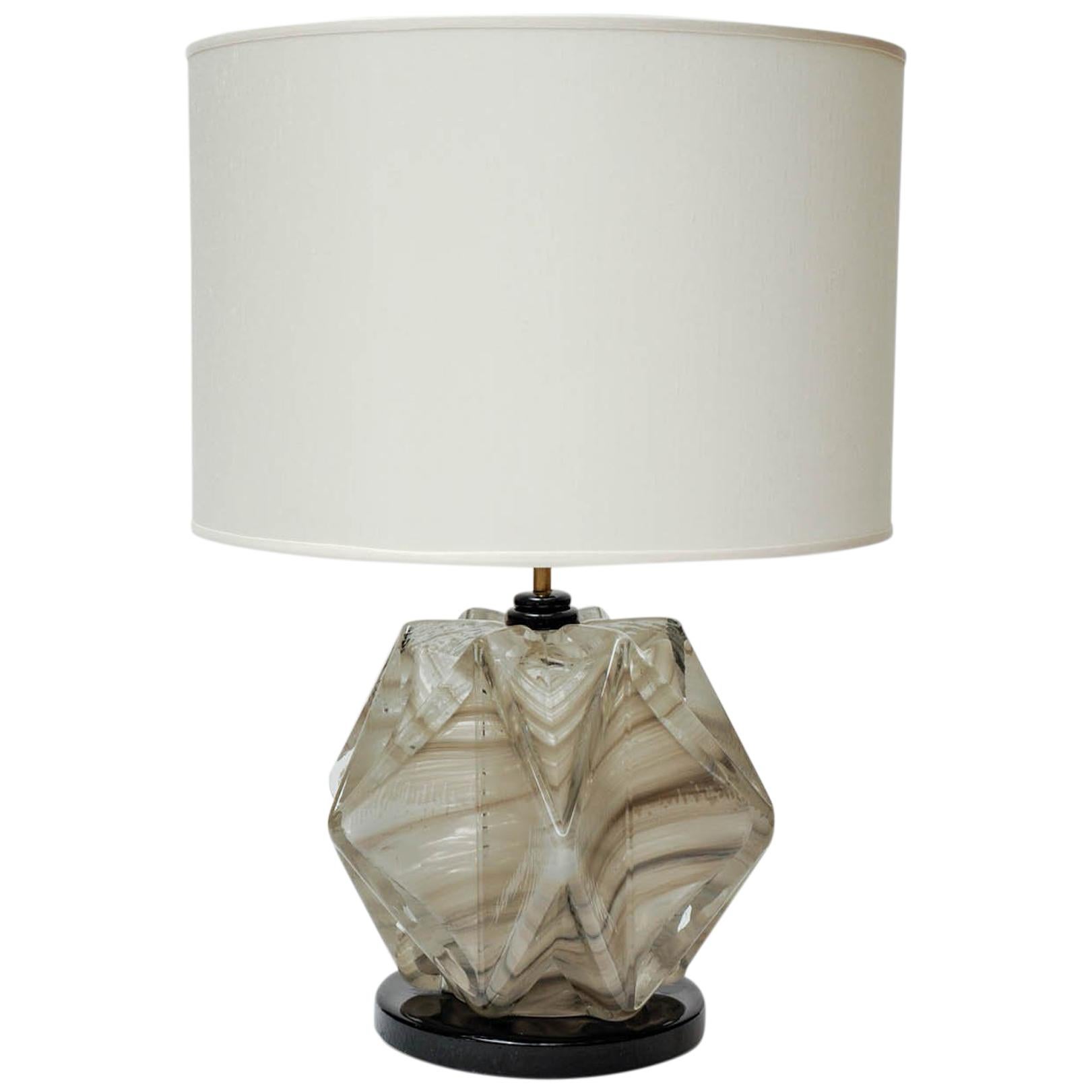 Pair of Black and Grey Murano Glass Table Lamps